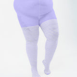 White Striped Tights 60 Denier